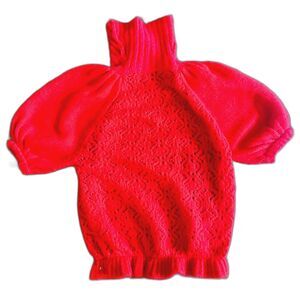 For Love & Lemons Francois Pointelle Knit Romantic Red High Turtleneck Sweater M